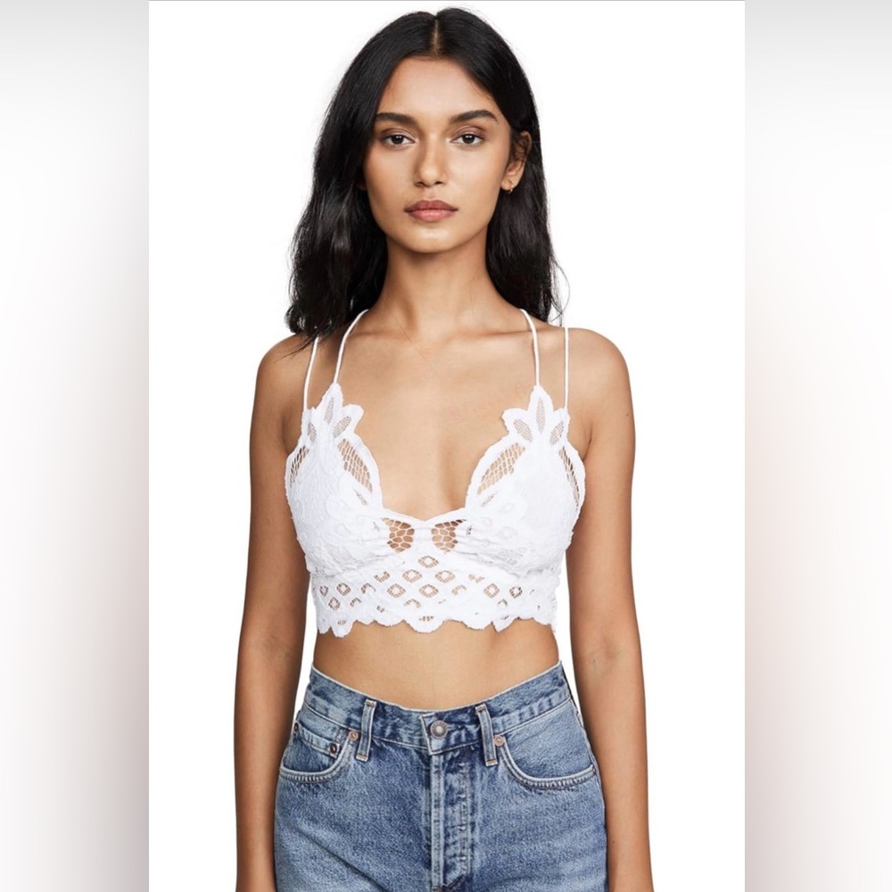 Free People Intimately FP Adella Longline White Lace Bralette Top (size XS)
